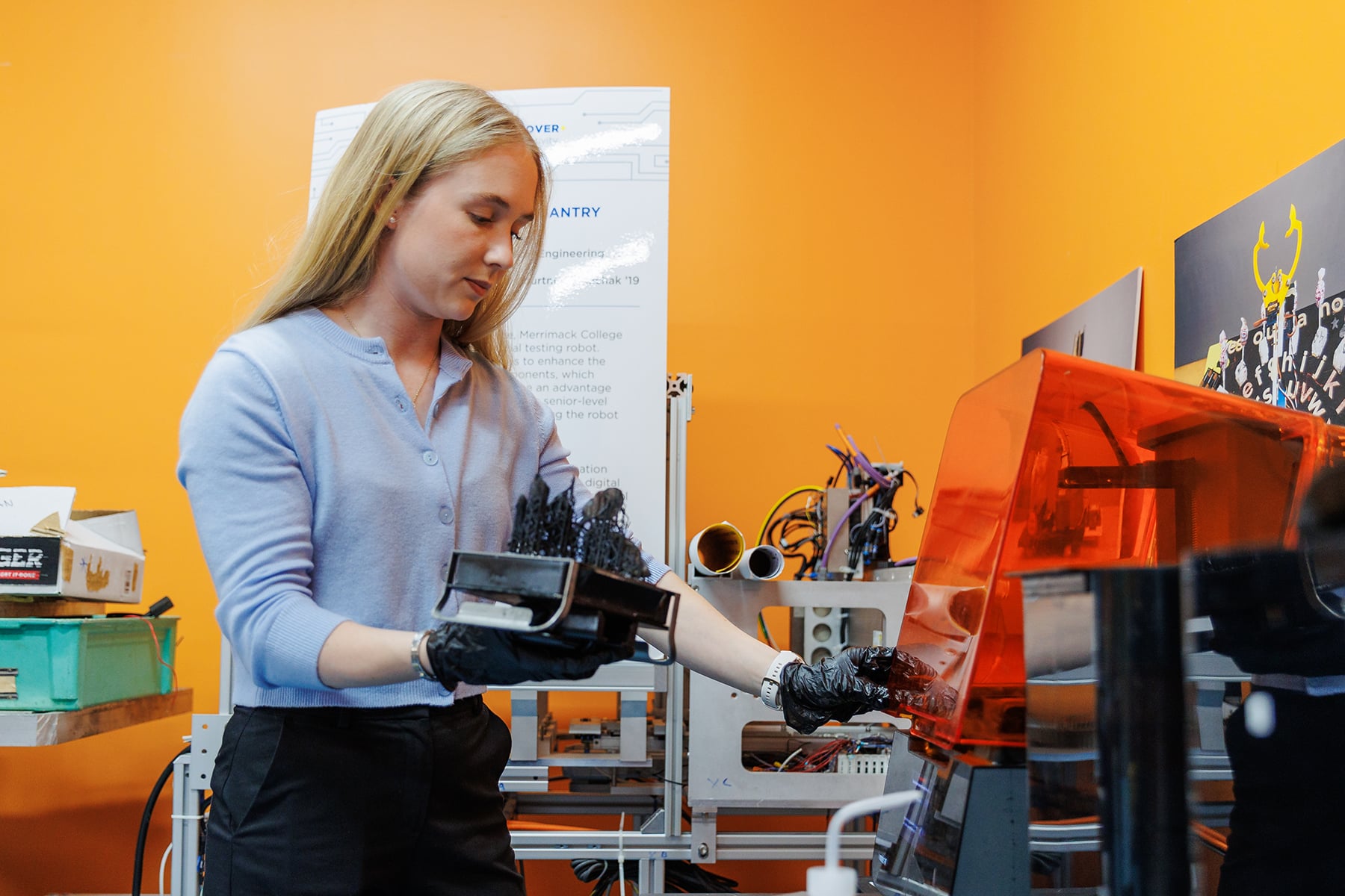 Student working in a makerspace