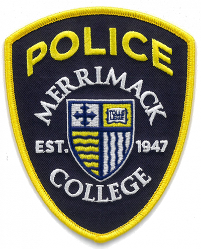 Merrimack College blue, yellow and white police patch