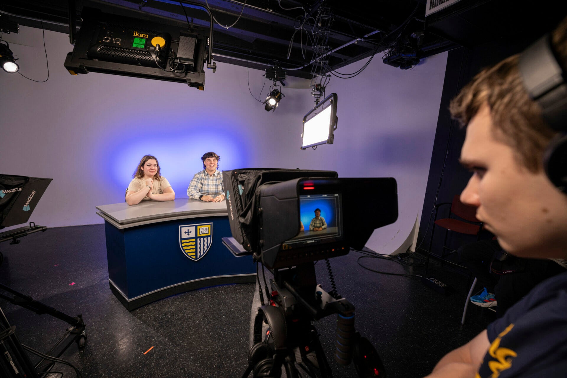 Students filming in the MC TV Studio