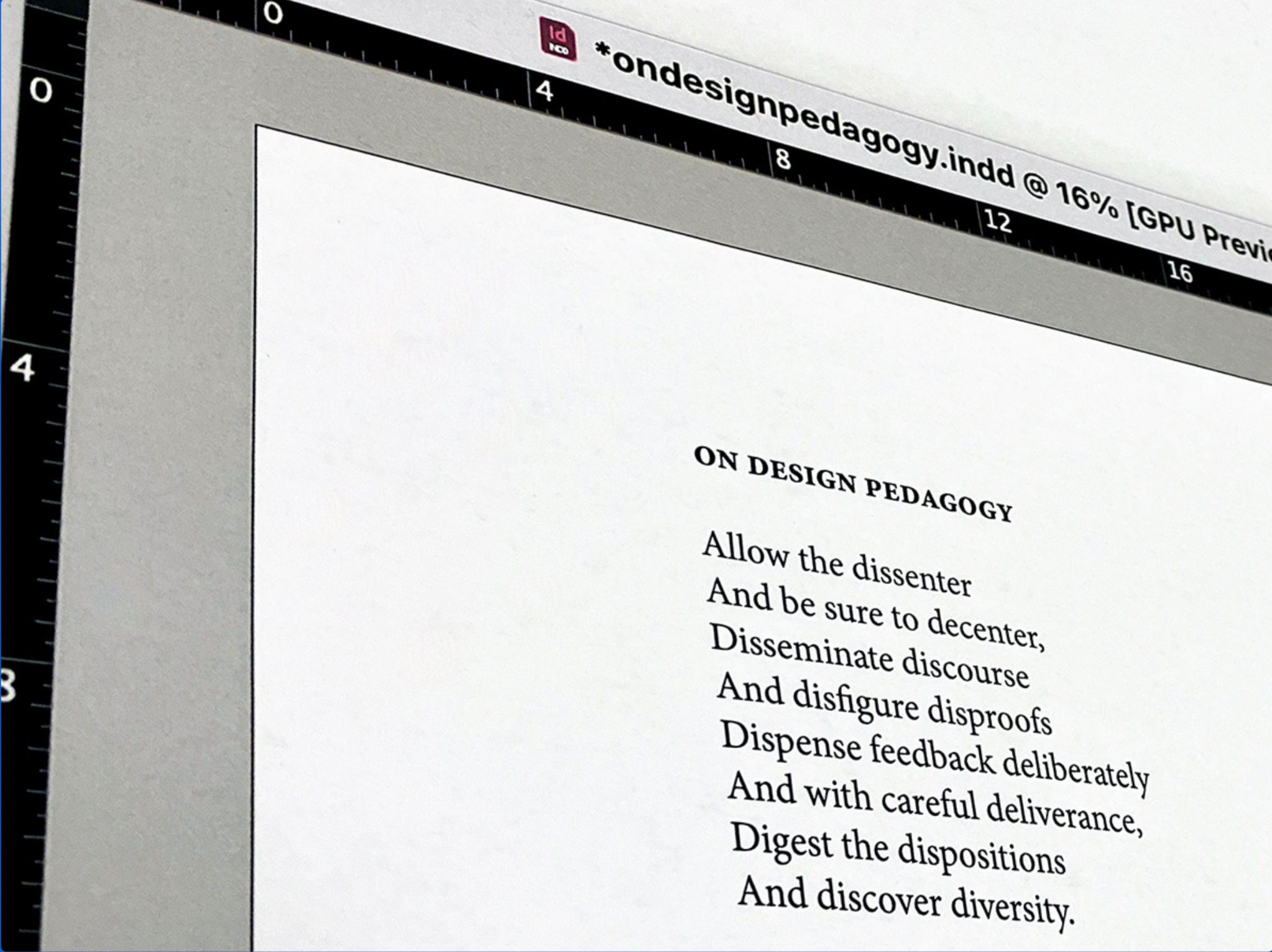 On Design Pedagogy by Dan Vlahos for I Profess Exhibition