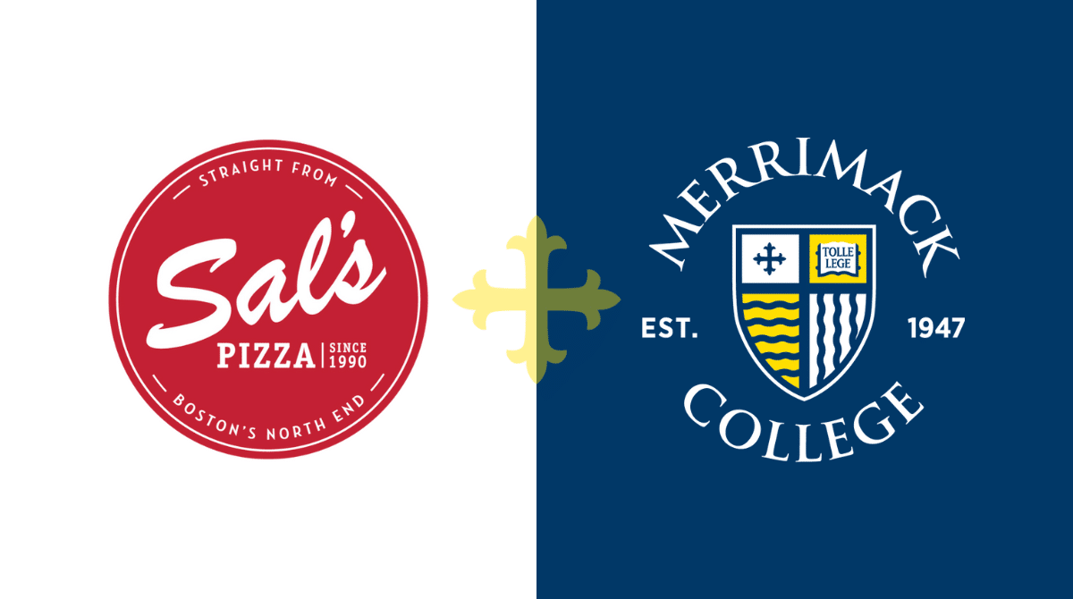 Sal's Pizza and Merrimack College's logos.