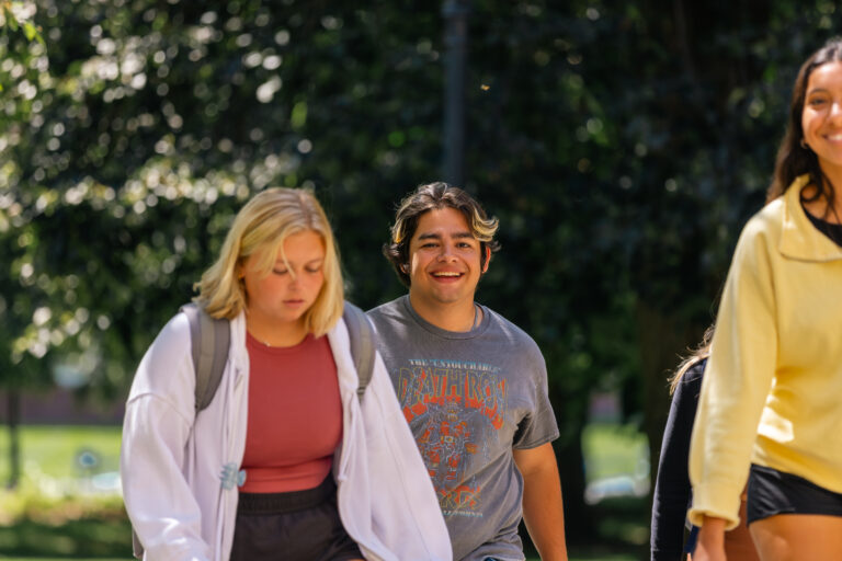 Students walking together and laughing