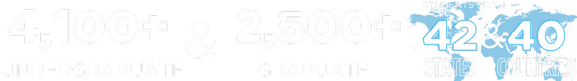 4,100+ Undergraduate students, 2,500+ Graduate students, 42 Countries, 40 States