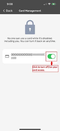 Step 3: Disable your card so no one can use it