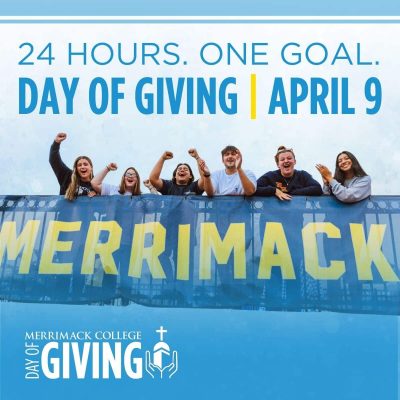 Merrimack College students cheering, Day of Giving April 9, 2026