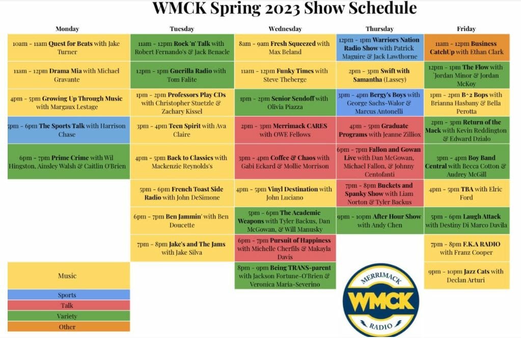 Spring 2023 WMCK Schedule